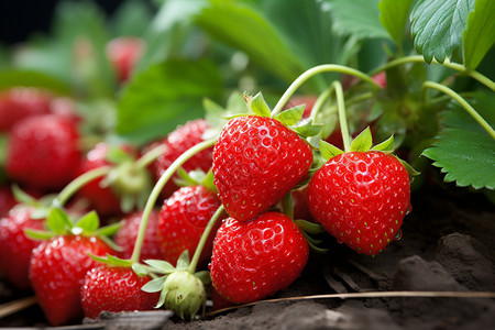 地里的草莓地里种植的草莓背景