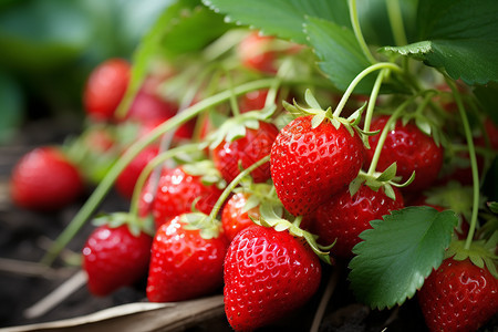 地里成熟的草莓图片