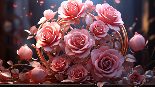情人节玫瑰插画背景图片