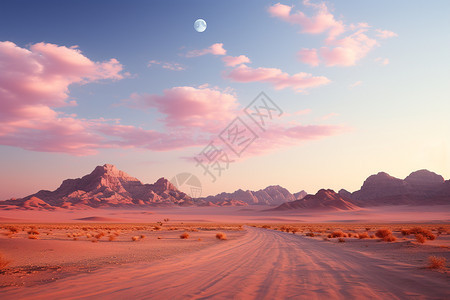 沙漠中的黄昏图片