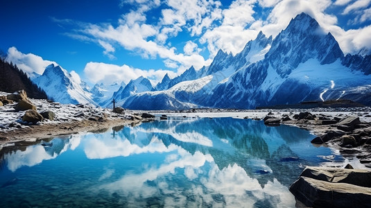 连绵的雪山背景图片