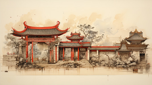 仿古中国古建筑图片