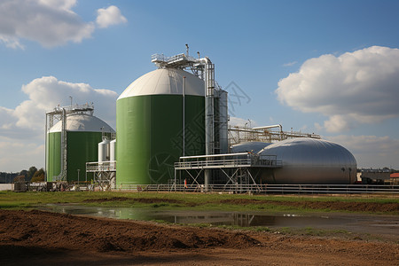 农田里的沼气发酵工厂图片