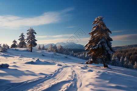 冬季森林的美丽景观图片
