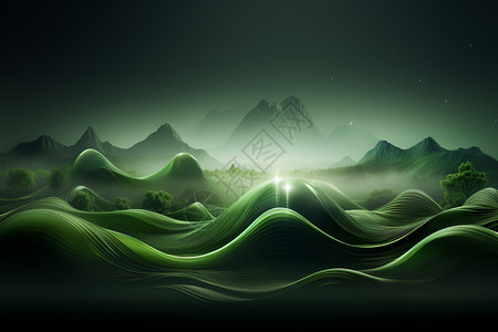 梦幻的绿色波浪图片