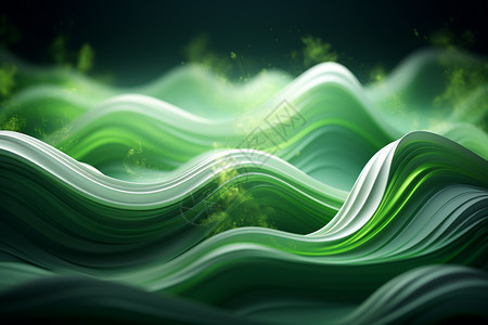 绿光涟漪下的抽象景观图片