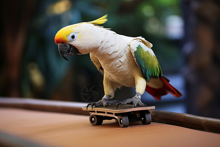 玩滑板的鹦鹉图片