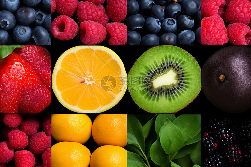 分类放置的水果图片