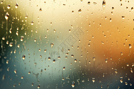 雨滴滴落的玻璃景观图片