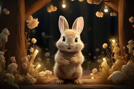 童话森林中的小兔子图片