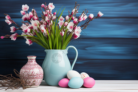 传统节日的彩蛋和郁金香图片