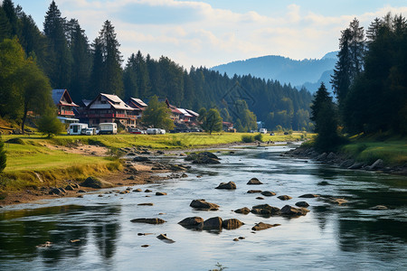 乌苏里浅滩浅滩乱石背景