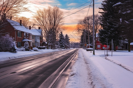 冬季雪后的城市街道图片