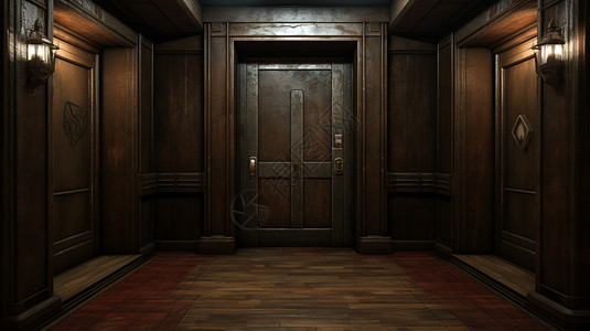复古的门电梯别墅高清图片