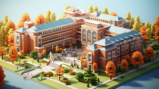 大学立体模型背景图片