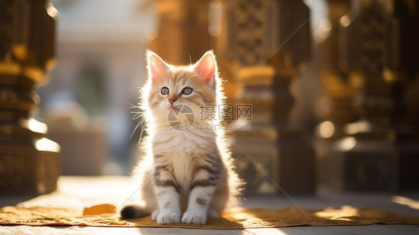 阳光下毛茸茸的小猫咪图片