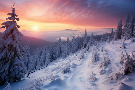 寒冷的雪山风景图片