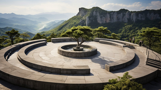 山顶的圆台背景图片