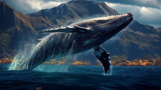 跳跃海面的座头鲸图片