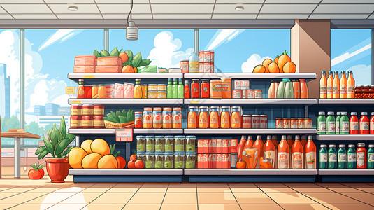 摆放整齐的超市货架图片