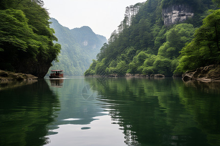 夏季宝峰湖的美丽景观背景