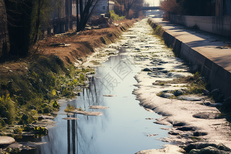 河道中不卫生的污水图片