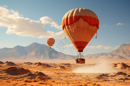 沙漠中飞行的气球图片