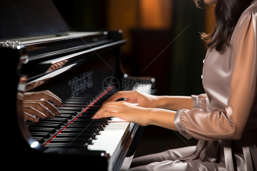 弹奏钢琴的女士图片