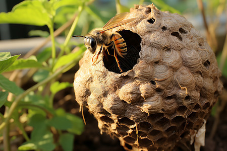 夏季野外危险的大黄蜂图片
