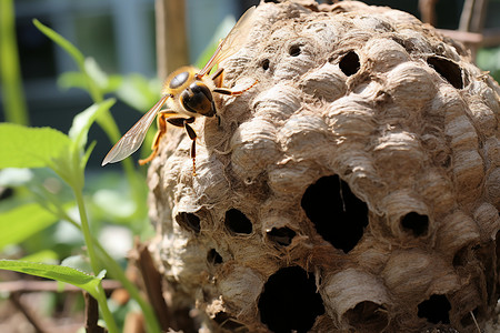 野外大黄蜂的蜂巢图片