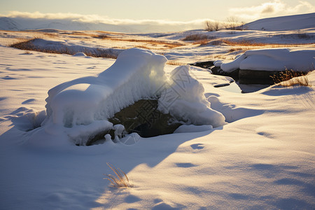 张家界雪景大雪覆盖的平原背景