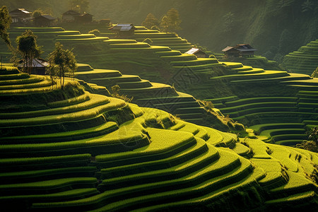 乡村种植的梯田景观图片