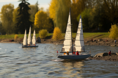 公园中娱乐的帆船图片