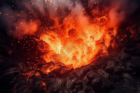 科幻场景下的火山爆炸背景图片