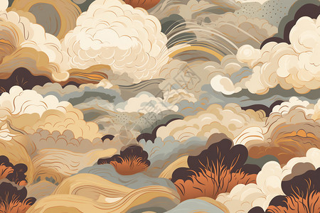 创意美感的无缝云插图图片