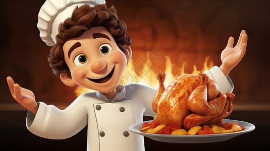 3D卡通厨师男孩高清图片