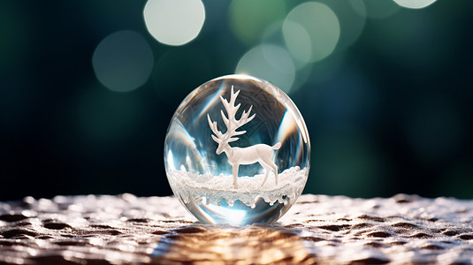 水晶球里的小鹿图片