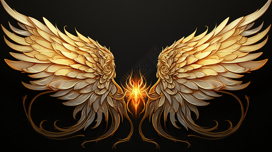 创意美感的金色翅膀背景图片