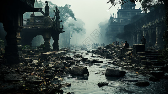 被洪水摧毁的城市图片