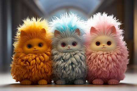 色彩鲜艳的玩具小猫图片
