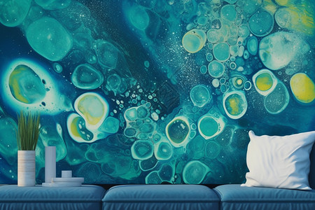 沙发上的气泡画背景图片