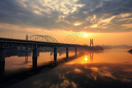 日落下的城市桥梁图片