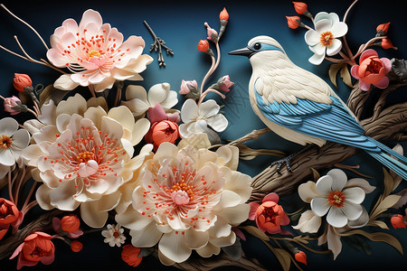 传统中国刺绣艺术背景图片