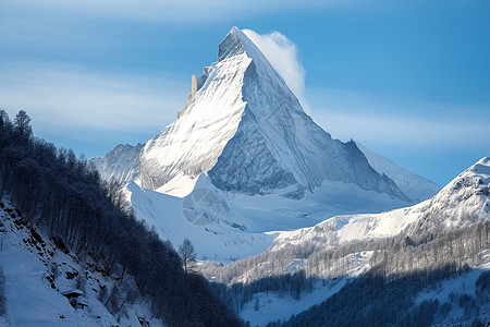 冬日高山雪峰中的绝美景色图片