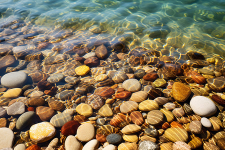 水中的一堆石头图片