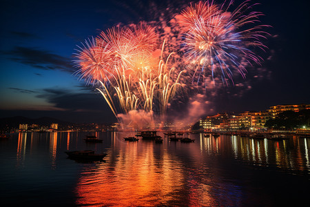 夜晚的天空海边的狂欢之夜背景