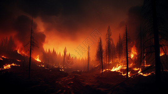 森林中发生的火灾图片