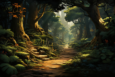 夏季丛林秘境的美丽景观图片