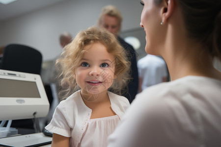 医院进行眼科检查的小女孩图片