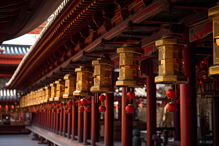 屋檐装饰历史建筑上悬挂的饰品背景